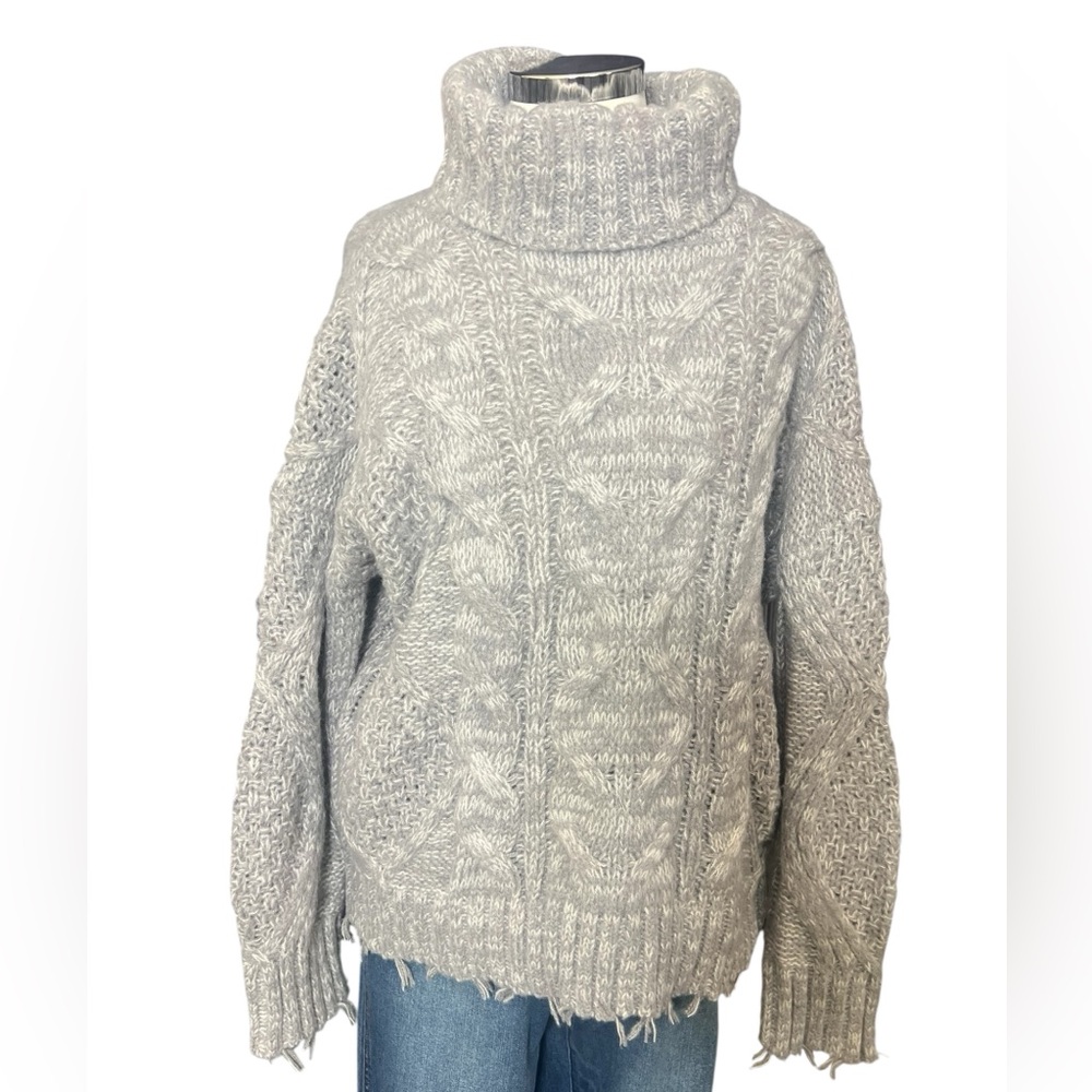 POL Gray Cable Cozy soft Turtleneck Long Sleeve Knit Sweater - Picture 2 of 9